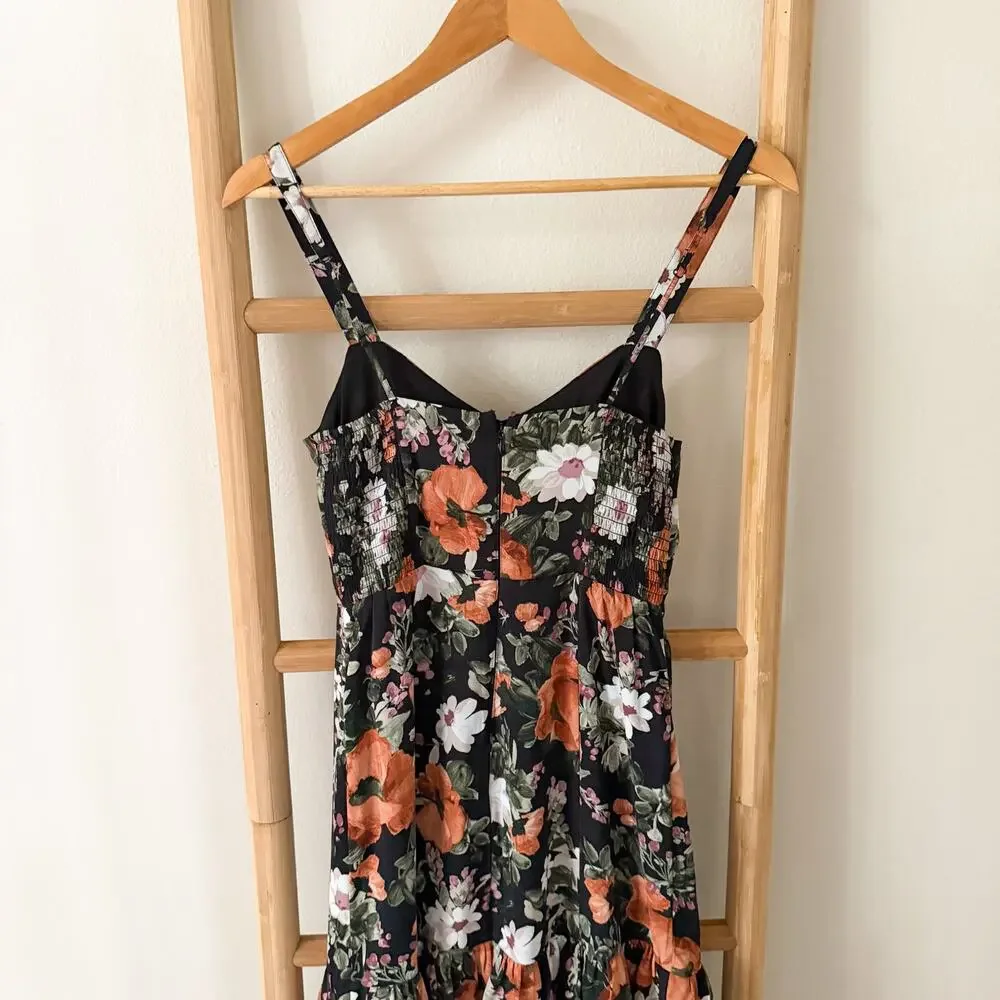 Abercrombie & Fitch Ruffle Tiered Floral Maxi Dress Black Size XS